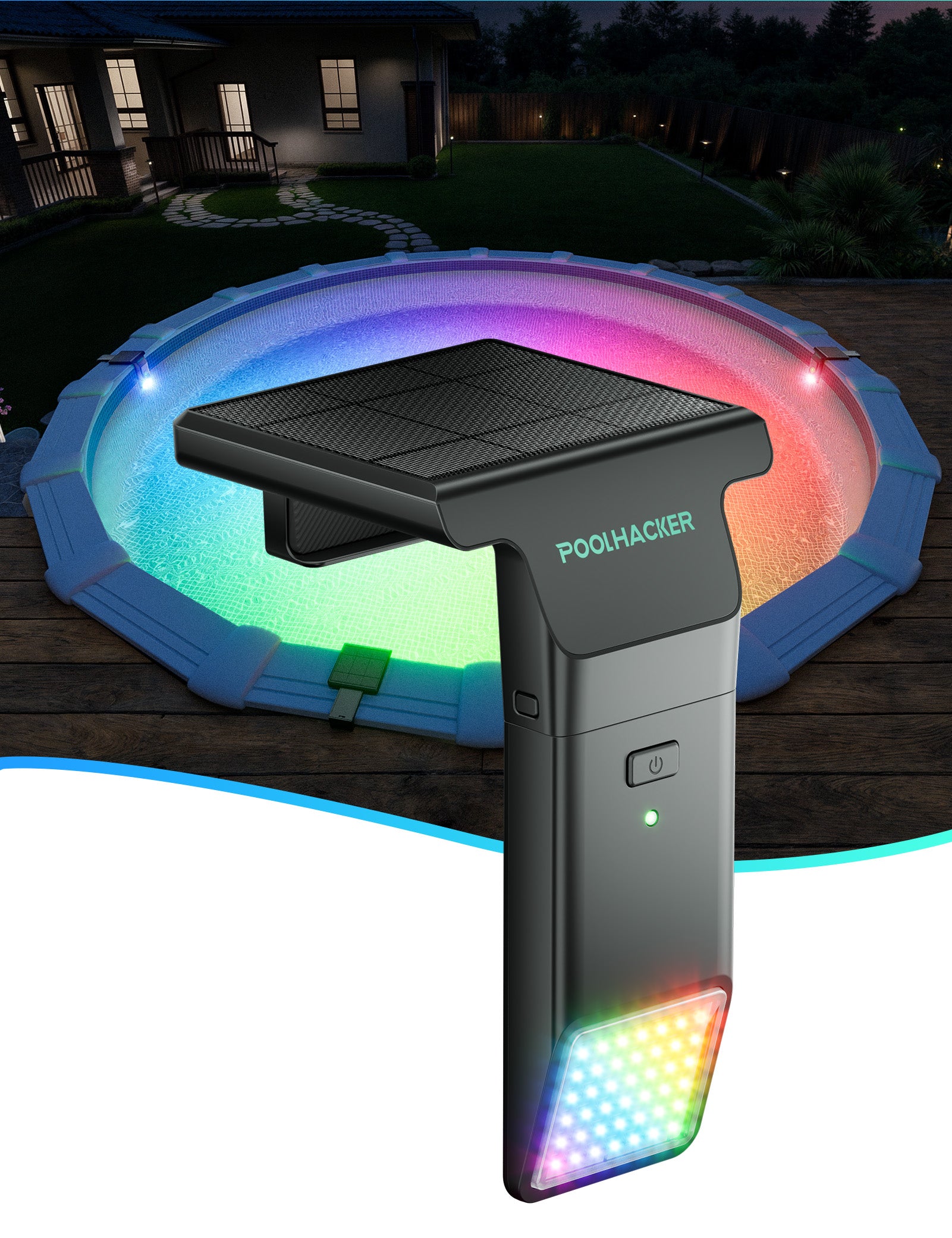 Poolside Solar Light For Steel Wall Above ground Pool