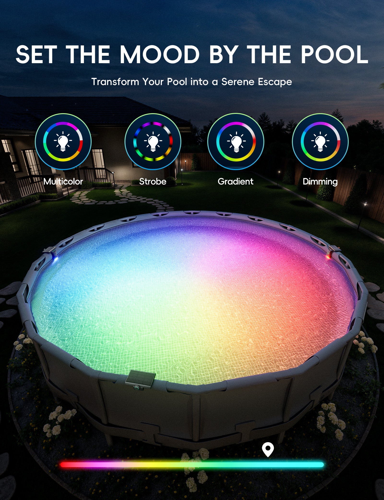 Poolside Solar Light For above ground Metal Frame Pool