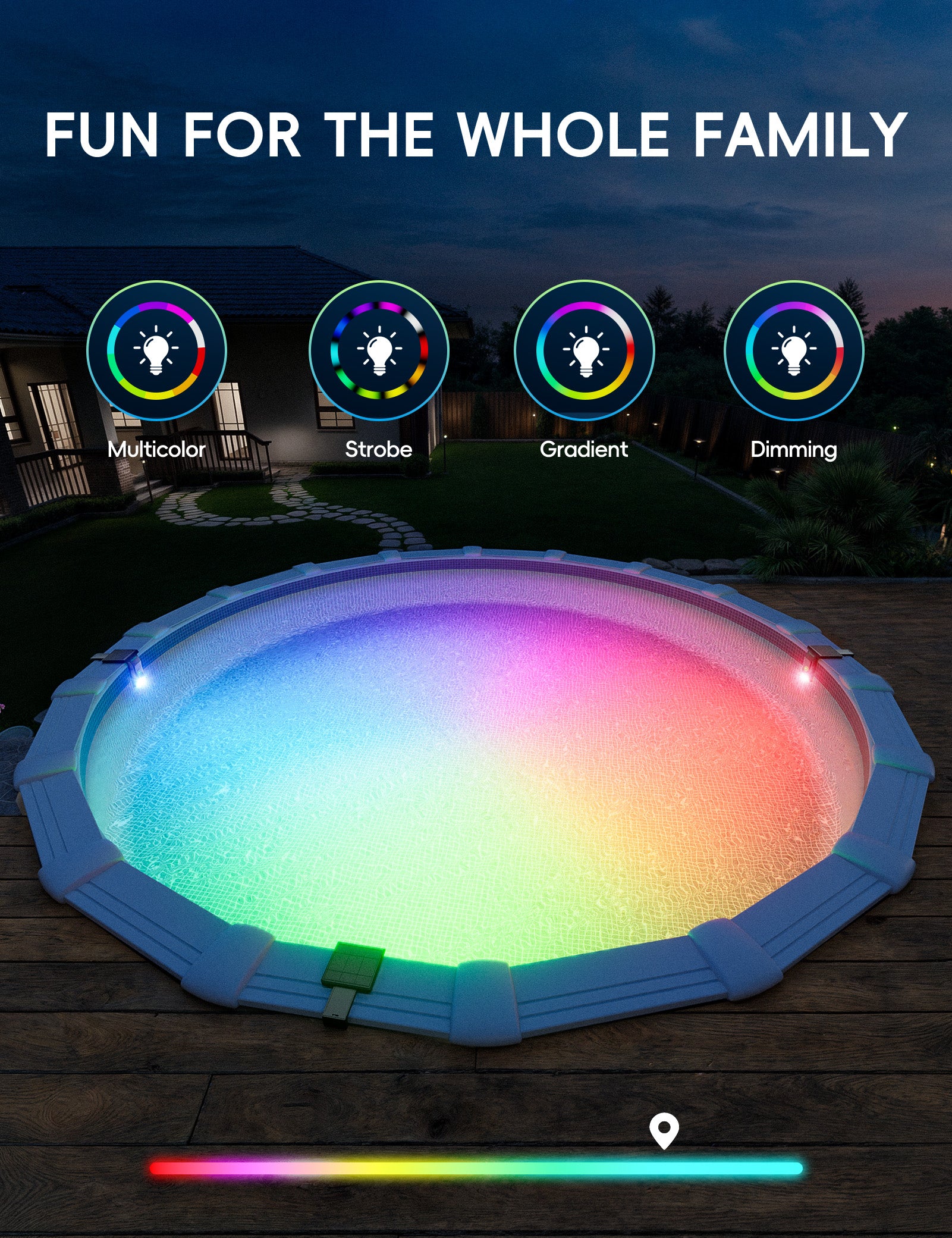 Poolside Solar Light For Steel Wall Above ground Pool