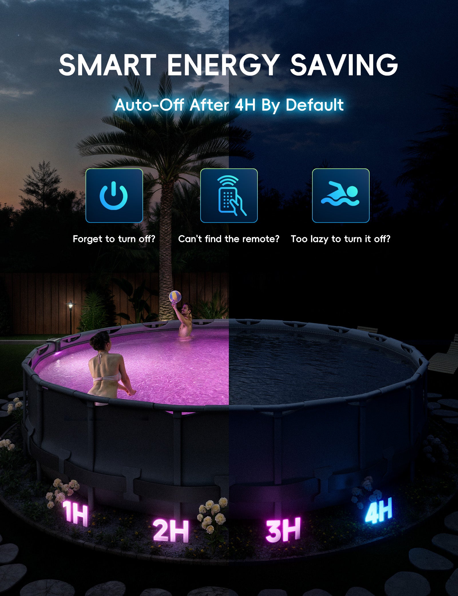 Poolside Solar Light For above ground Metal Frame Pool