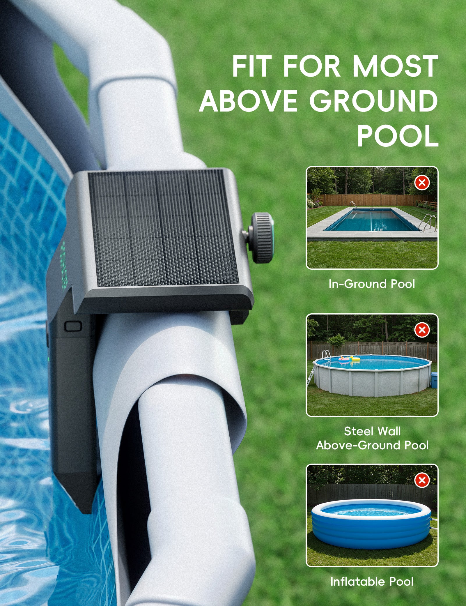 Poolside Solar Light For above ground Metal Frame Pool