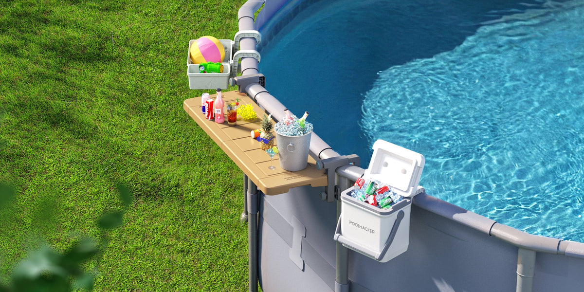 Poolhacker Solar Poolside Bar, Basket & Cooler for Above-Ground Pools | Poolhacker ...