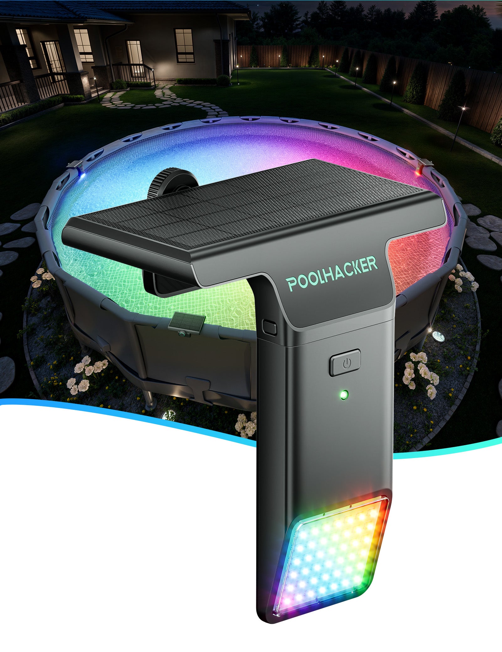 Poolside Solar Light For above ground Metal Frame Pool