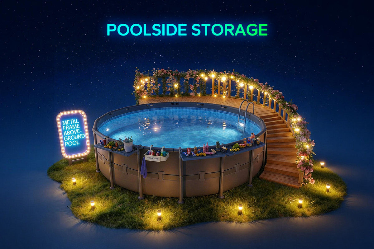 Poolhacker Solar Poolside Bar, Basket & Cooler for Above-Ground Pools | Poolhacker ...