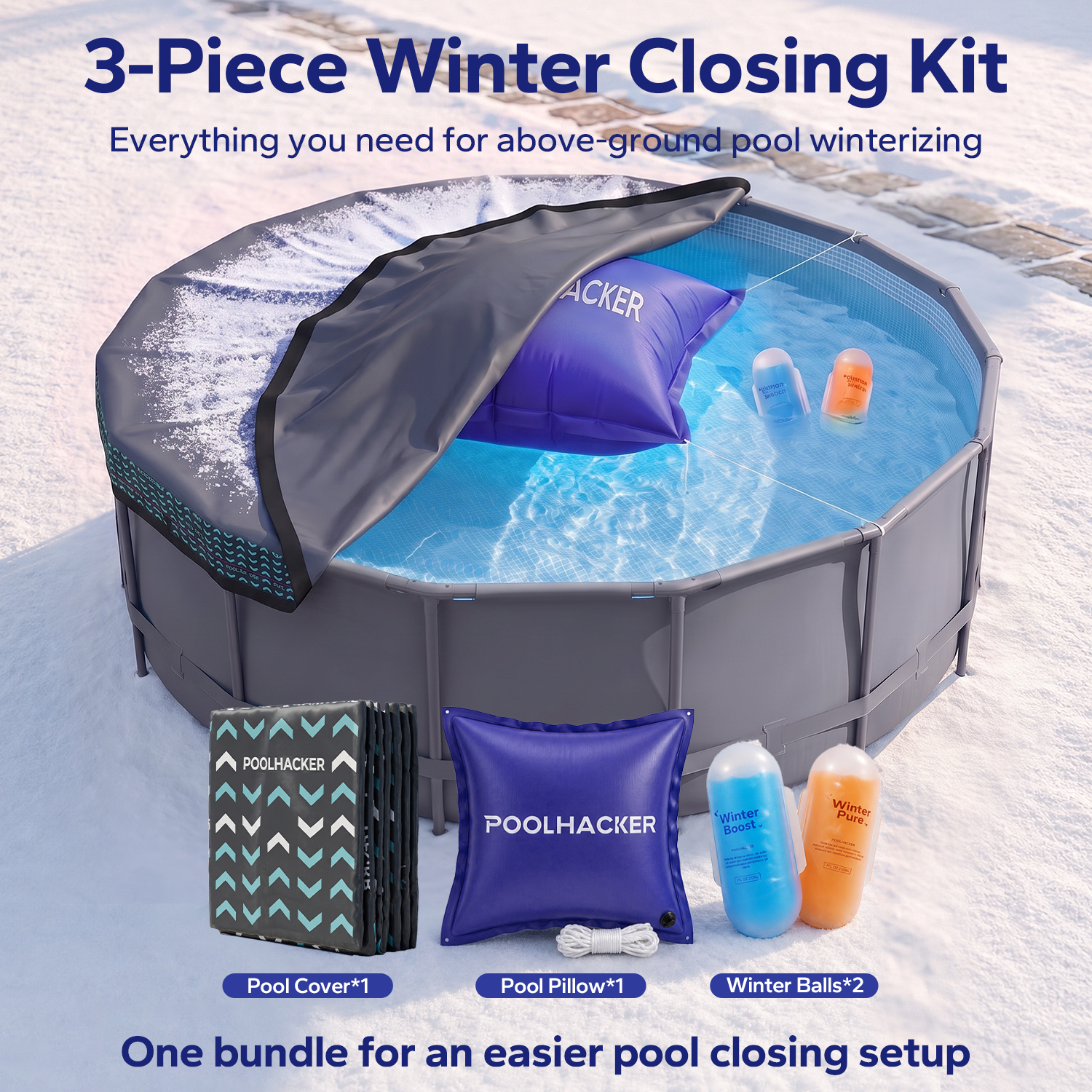 POOLHACKER 3 Piece Winter Pool Closing Kit for Above Ground Pools