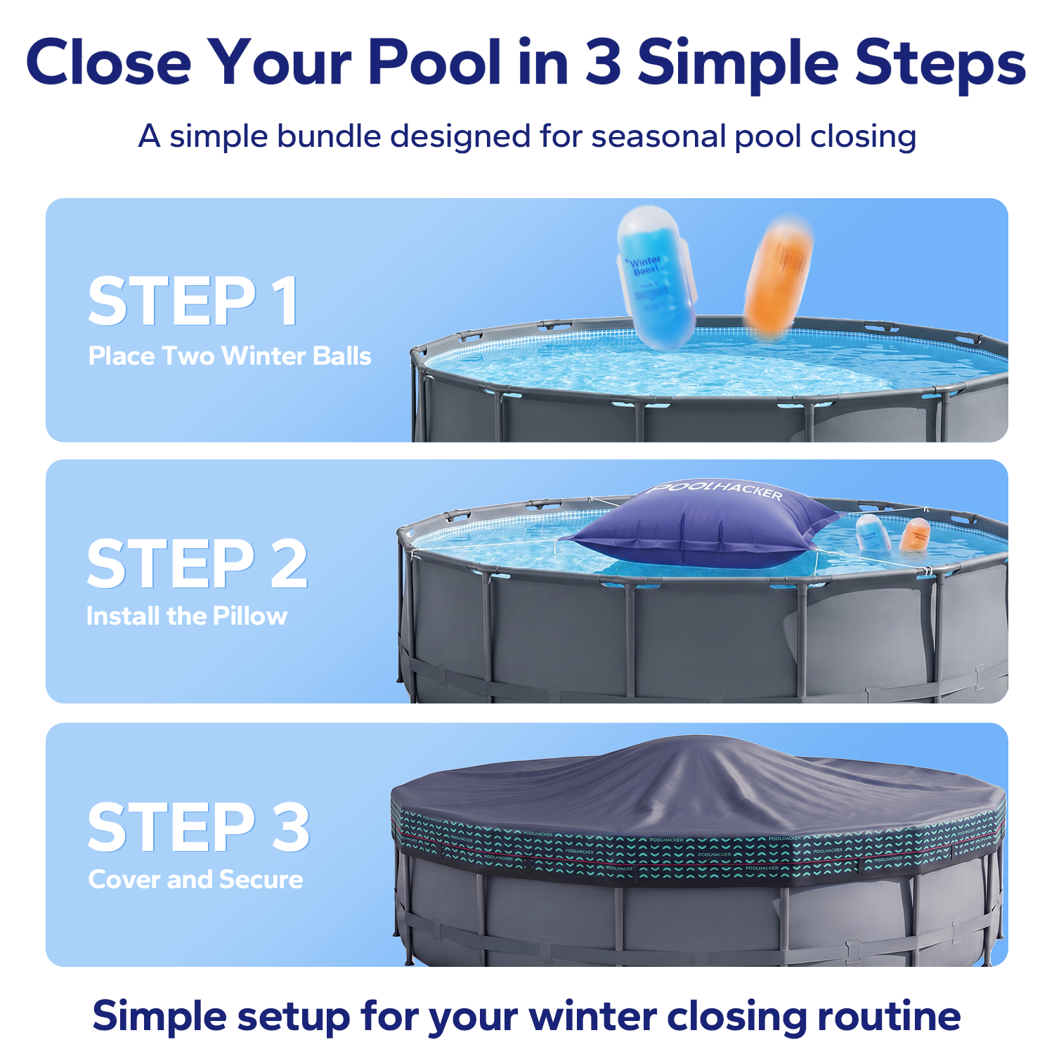 POOLHACKER 3 Piece Winter Pool Closing Kit for Above Ground Pools