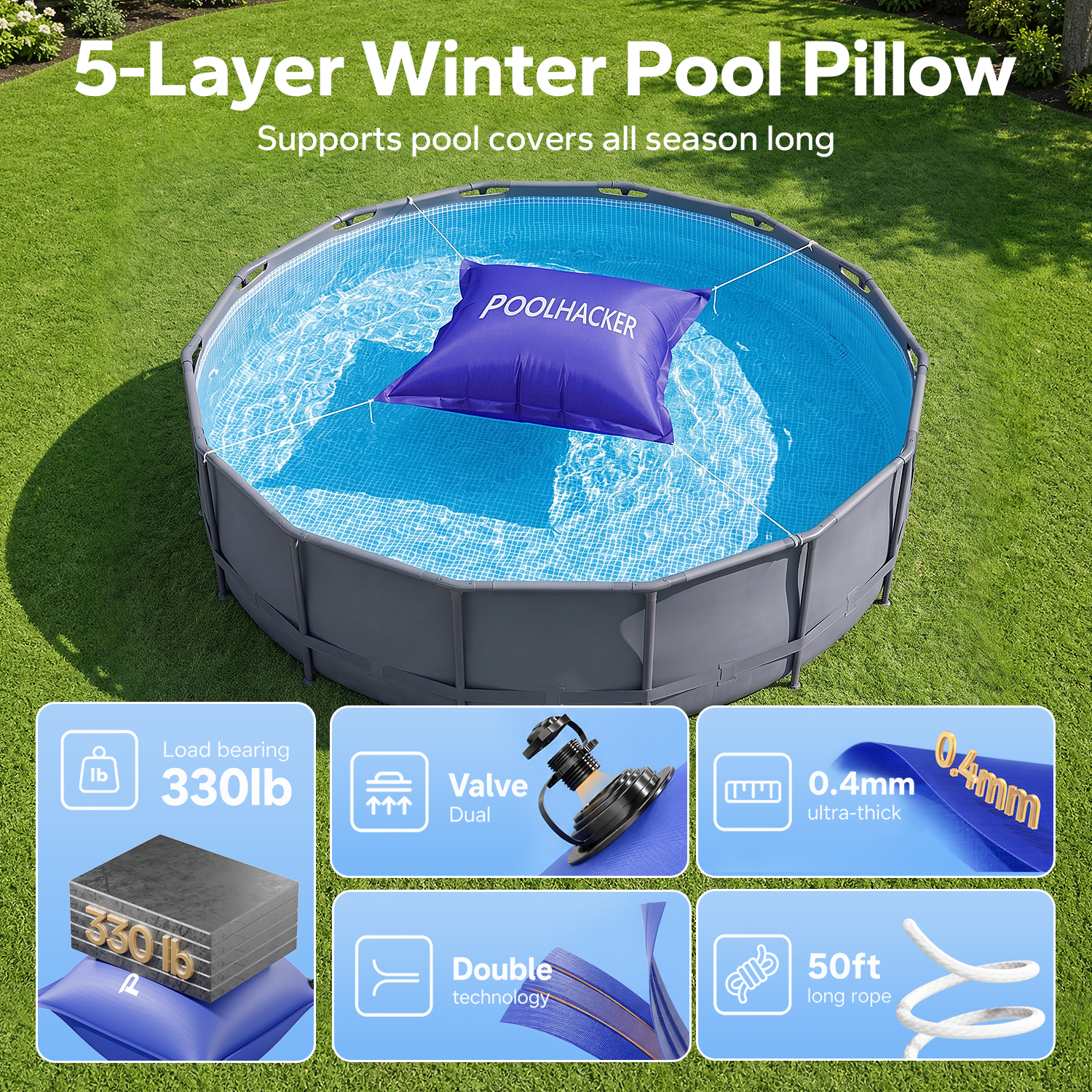POOLHACKER 3 Piece Winter Pool Closing Kit for Above Ground Pools